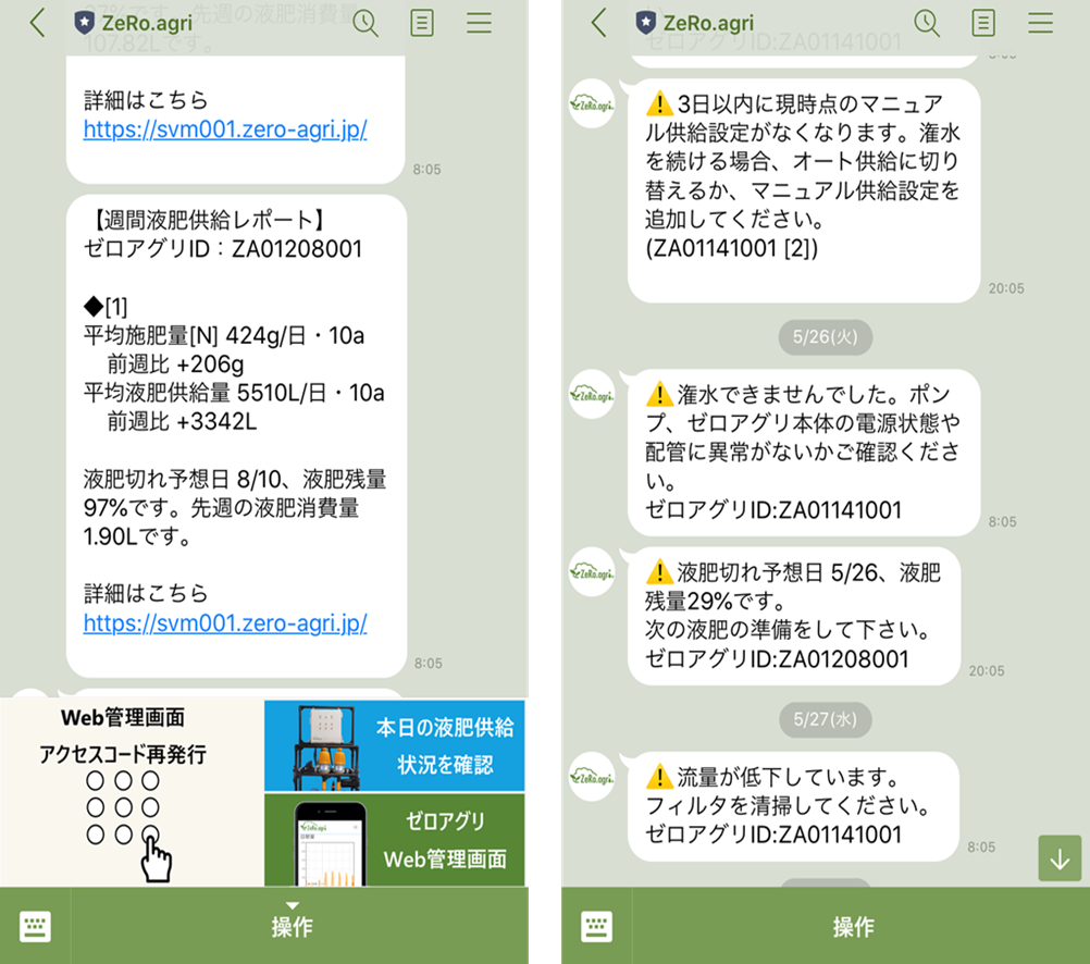 LINEで毎週液肥供給レポート配信イメージ